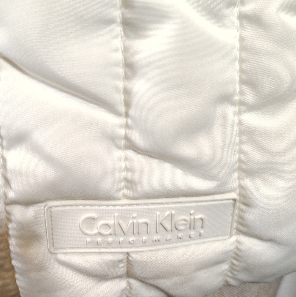 Calvin Klein TAG Puffer Vest, Women Ivory, Hood,Gold ZipUP+Pckts,Collar, XL - Picture 7 of 16